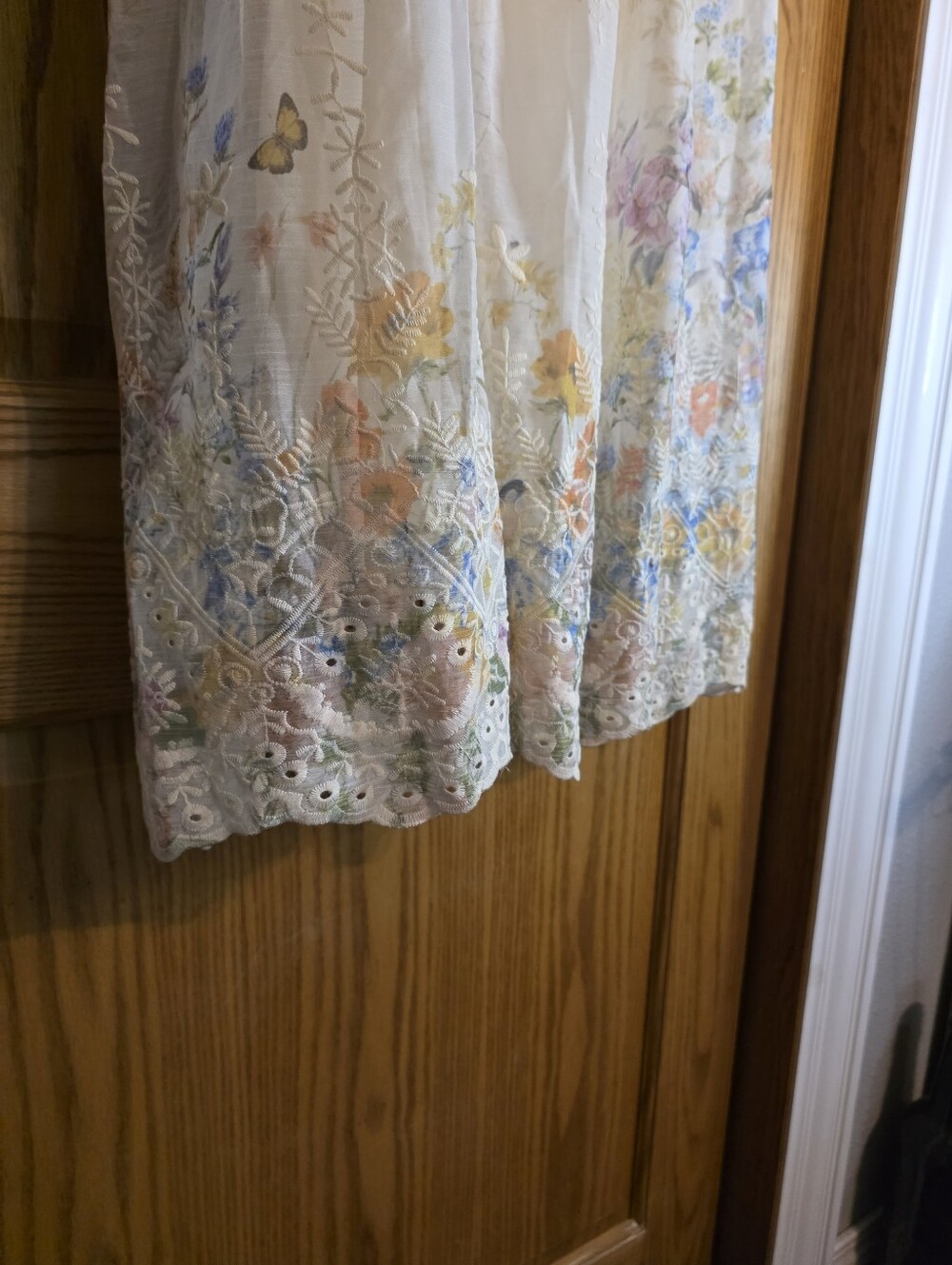 Cottagecore Cream Floral Embroidered Lace Long-Sleeve Maxi Dress - Picture 5 of 11
